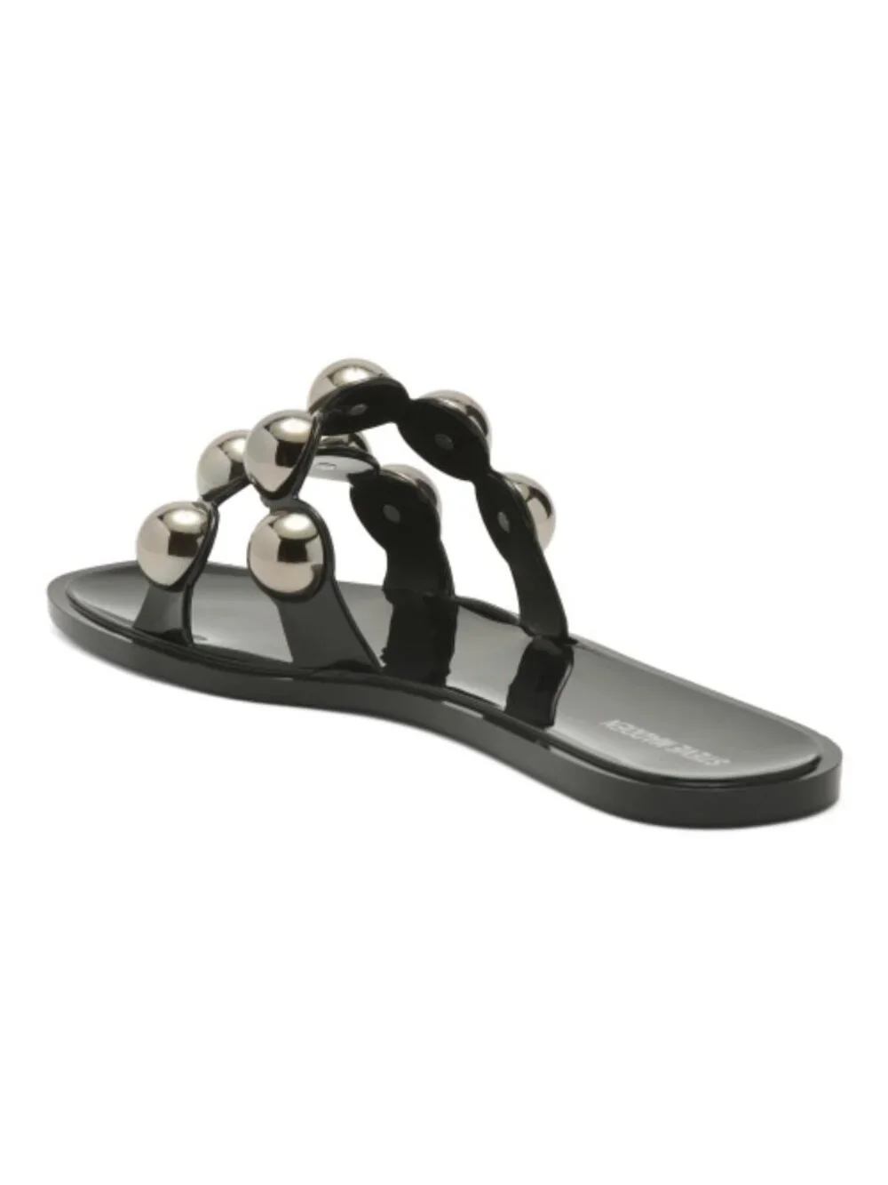 Steve Madden 'Kawah' Metallic Pearl Strap Jelly Slide Sandals, Black